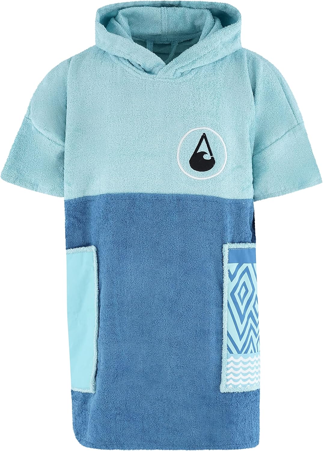 WAVE HAWAII Surfponcho für Körpergrössen von 90-120 cm Poncho ÖKO Baumwolle Umkleidehilfe für Schwim