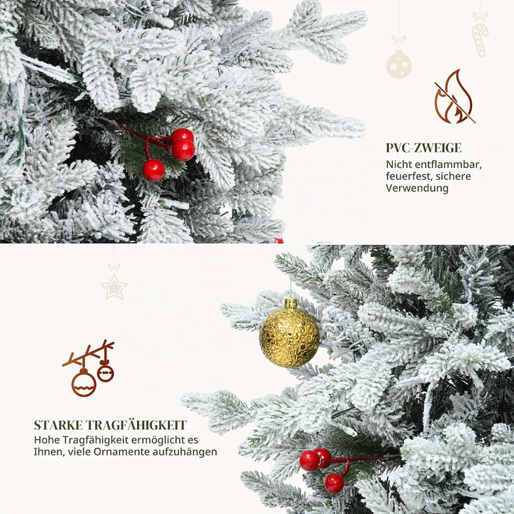 YITAHOME 140cm Vorgefertigter Künstlicher Weihnachtsbaum mit Beleuchtung, Schlanke Tanne mit 11 Rote