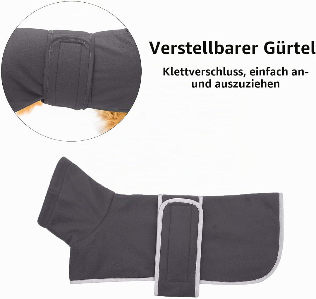 MOREZI Winterhundejacke mit wattiertem Flusenfutter, verstellbarem Klettknopf und hochklappbarem Ste