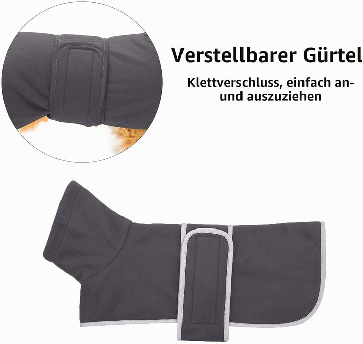 MOREZI Winterhundejacke mit wattiertem Flusenfutter, verstellbarem Klettknopf und hochklappbarem Ste