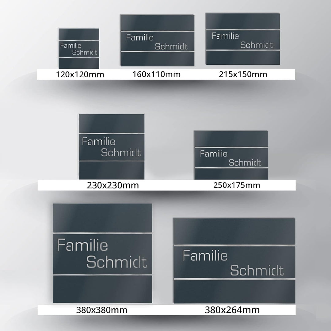Graviers Design Türschild aus V2A Edelstahl 215x150mm - Anthrazit RAL 7016 - Wetterfest Rostfrei Ind
