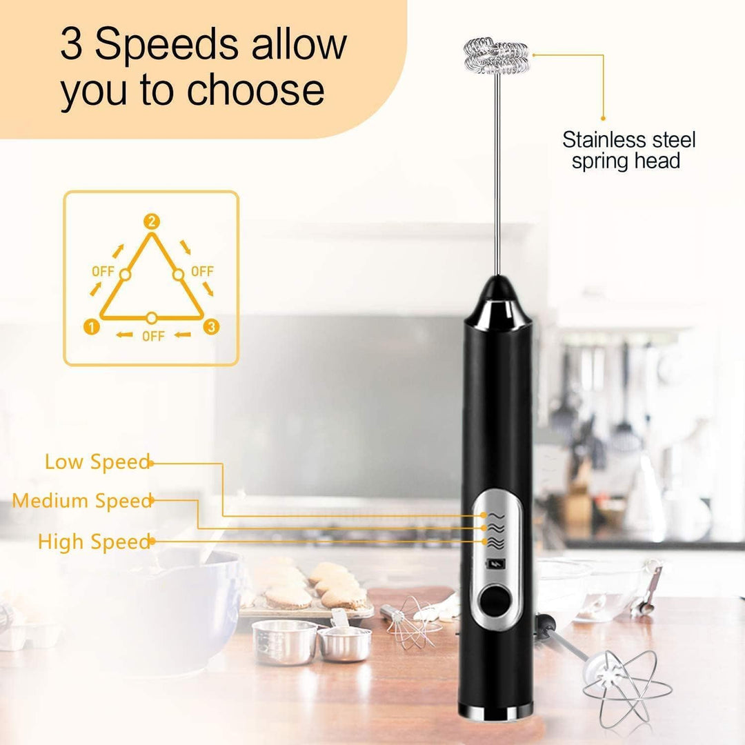 Milchaufschäumer Elektrisch,USB Melektrischer Schneebesen 3 Einstellbare Geschwindigkeiten Edelstahl