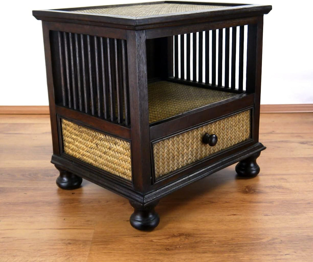 livasia Kommode, Nachtschrank mit Schublade, Rattanschränkchen, (Nr.1)