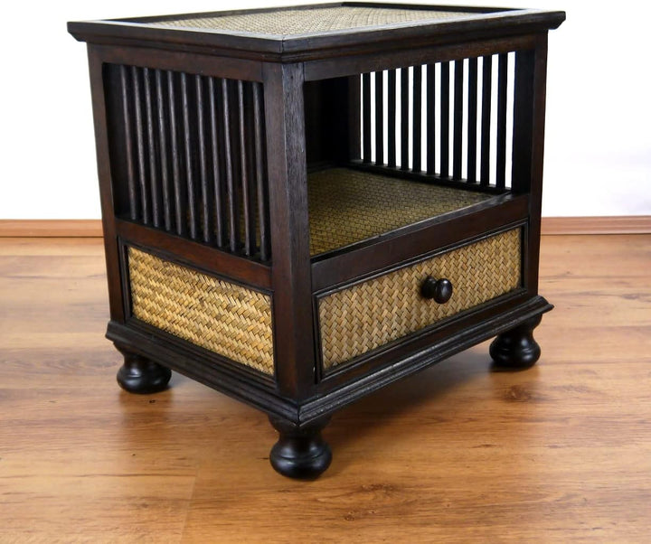 livasia Kommode, Nachtschrank mit Schublade, Rattanschränkchen, (Nr.1)