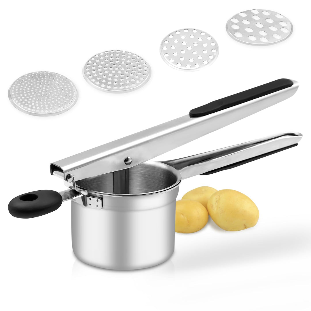 Kartoffelpresse, grosse, robuste Kartoffelpresse aus Edelstahl, 425 ML, zum Stampfen und Pressen von