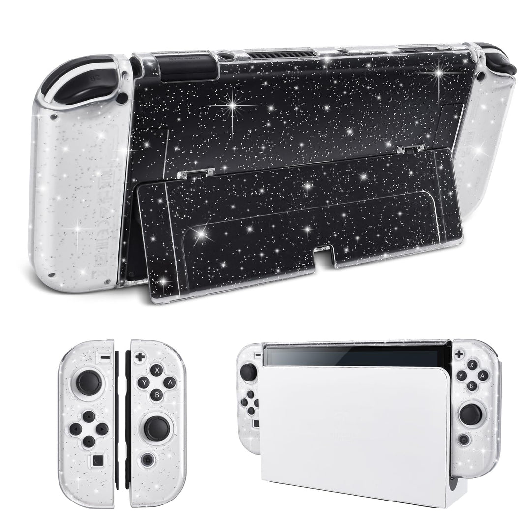 DLseego Schutzhülle für Nintendo Switch OLED Modell 2021, Glitzer Dockable Case PC Abdeckung Gehäuse