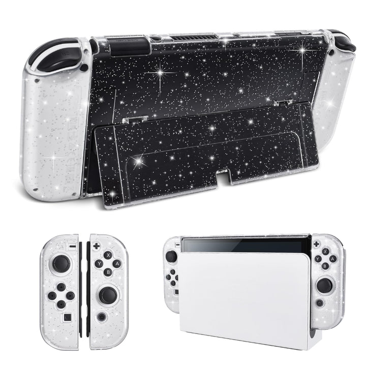 DLseego Schutzhülle für Nintendo Switch OLED Modell 2021, Glitzer Dockable Case PC Abdeckung Gehäuse