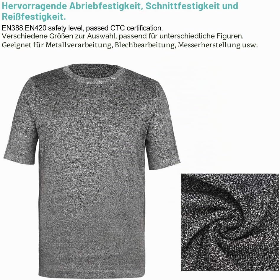 Stufe 5 Schutz-T-Shirts Robuste schnittfeste Kleidung Schnittfeste Sicherheits-Kurzarm-Hals-Schnitts