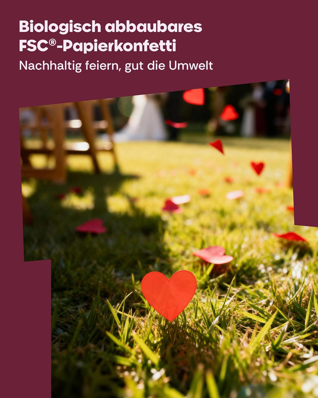 10 Konfettikanonen mit Herzen Rot - Biologisch abbaubares FSC® Konfetti - Einfach & Sicher zu Bedien