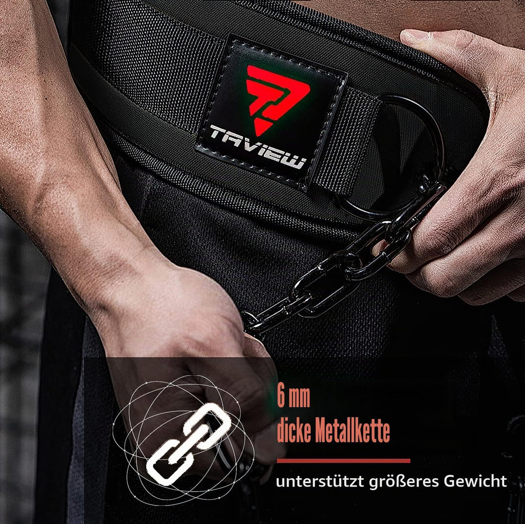 TAVIEW Dip Gürtel mit Kette Gewichteter Gürtel für Pullups mit Heavy Duty Dip Gürtel mit Kette Schwa