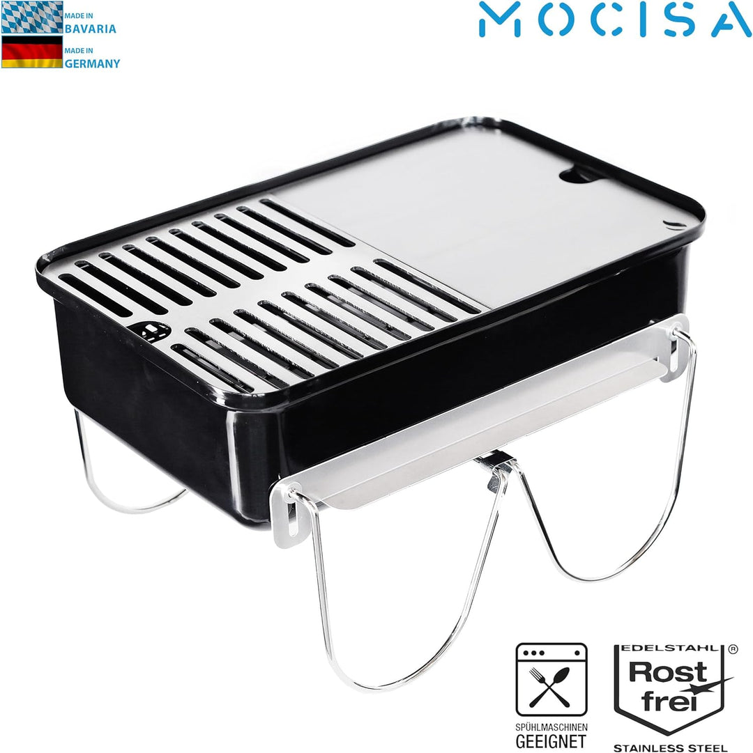 Edelstahl Grillrost und Plancha für Weber Go-Anywhere | spülmaschinenfest | Set aus 2 Hälften 40.7 x
