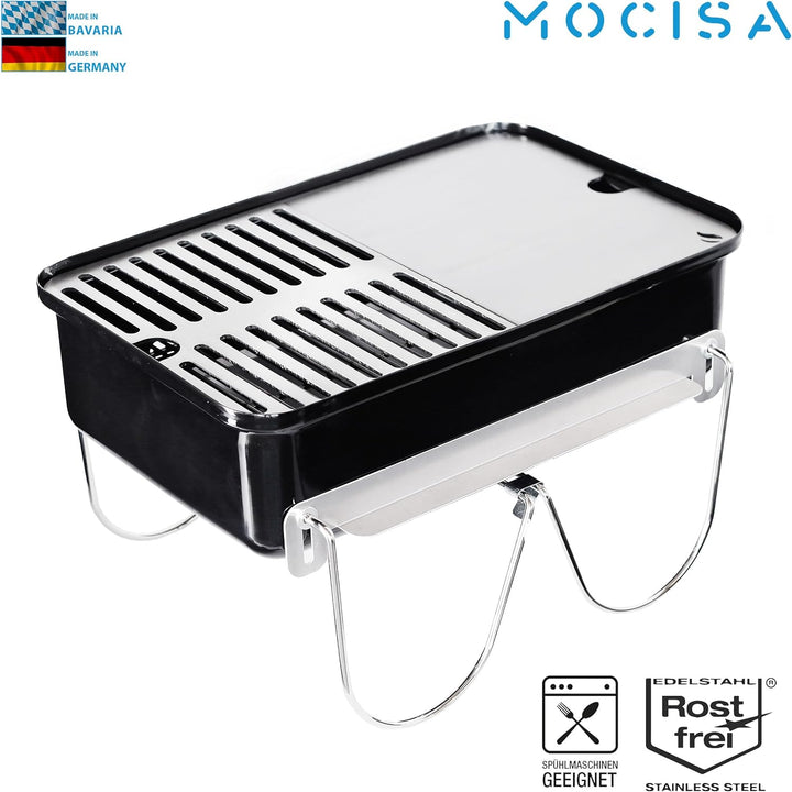 Edelstahl Grillrost und Plancha für Weber Go-Anywhere | spülmaschinenfest | Set aus 2 Hälften 40.7 x