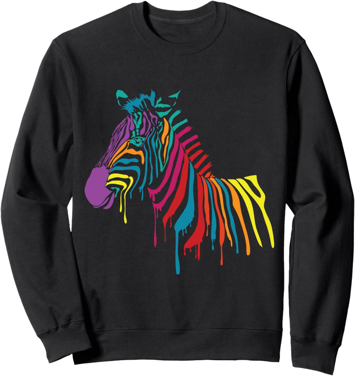 Regenbogen Zebra Kopf Retro Vintage Afrikanisches Zebra Sweatshirt