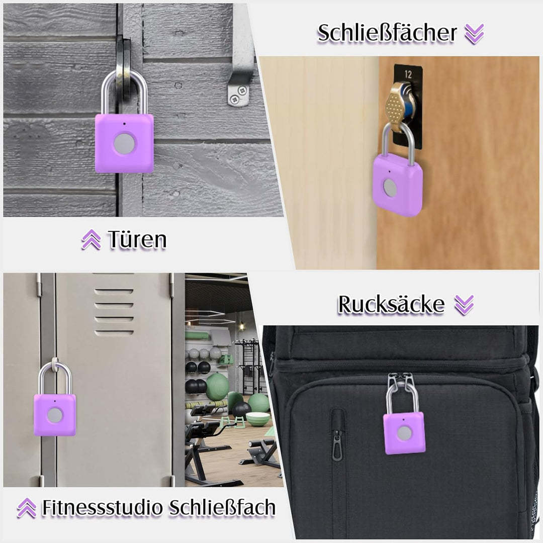 Anweller Vorhängeschloss Fingerabdruck, Schloss mit Fingerabdruck Klein für Gym, Büro, Haus, Garten