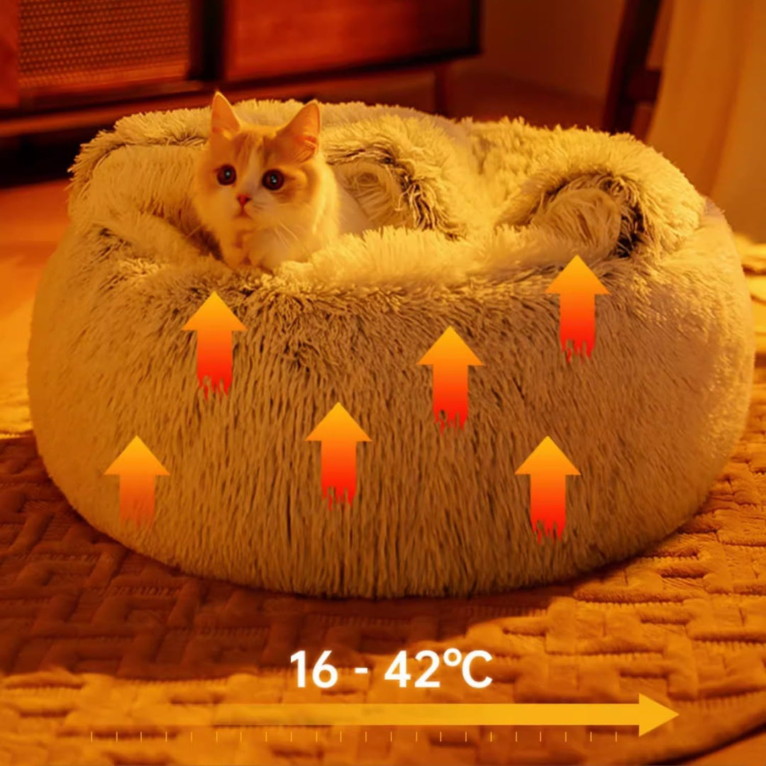 YAGE Beruhigendes Katzenbett,Flauschiges Plüsch-Kätzchenbett,waschbares Anti-Angst-Welpenbett,Hausti