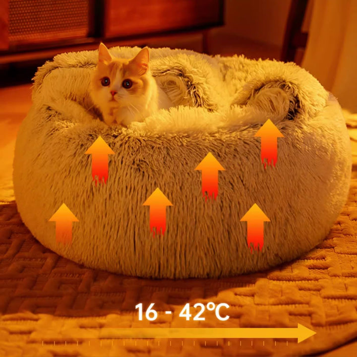 YAGE Beruhigendes Katzenbett,Flauschiges Plüsch-Kätzchenbett,waschbares Anti-Angst-Welpenbett,Hausti