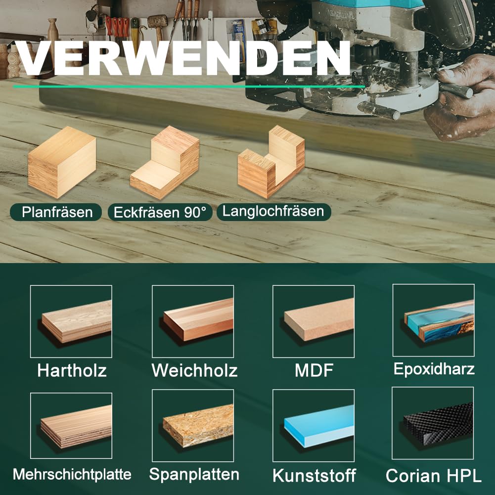 BALUGAEA Planfräser 8mm Schaft Durchmesser 38,1 mm Hobelfräser Holz Abflachfräser mit TiN-besch Hart