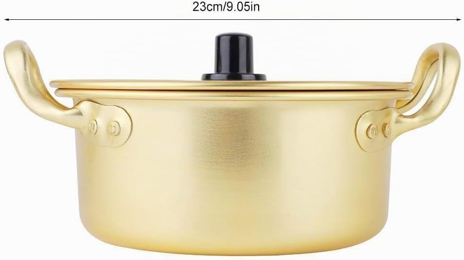Korea Nudeltopf, Gold Ramen Nudeltopf Koreanischer Ramyun Hot Pot Aluminiumlegierung Traditioneller