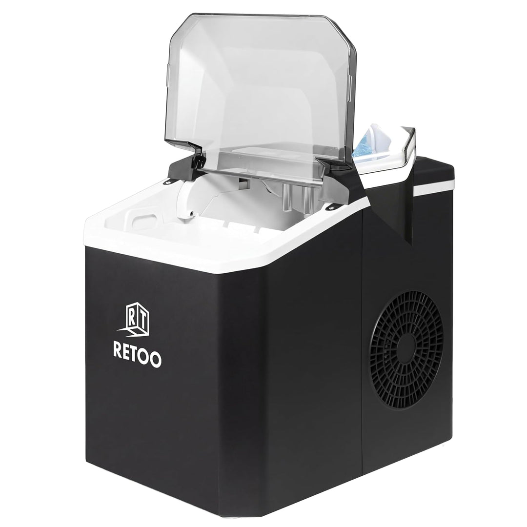 Retoo Eiswürfelmaschine 12 kg/24h, 9 Eiswürfel/6–12 Min | Selbstreinigung, 1,5 l , 2 Eisgrössen, Dis