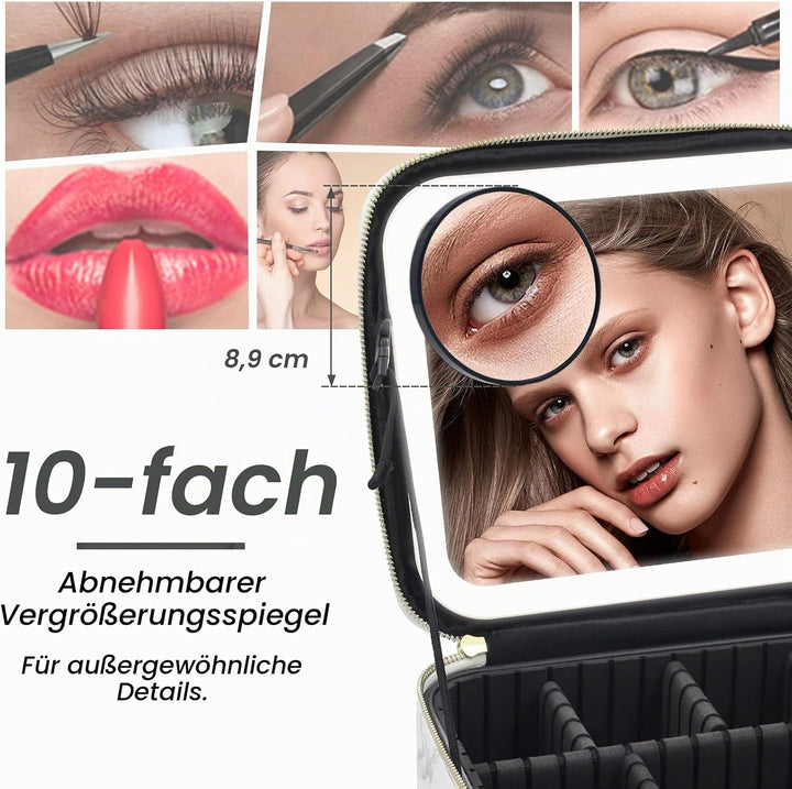 Reise-Makeup-Tasche Kosmetiktasche Make up Organizer Tasche mit grossen beleuchteten Spiegel 3 Farbe