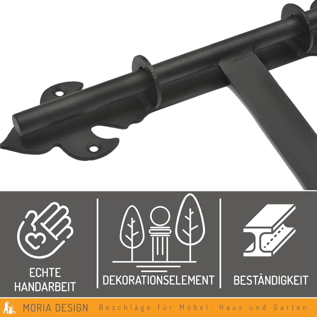 MORIA DESIGN Türverriegelung mit Vorhängeschloss 40 cm | Zertifizierter Stahl Bolzenriegel | Riegels