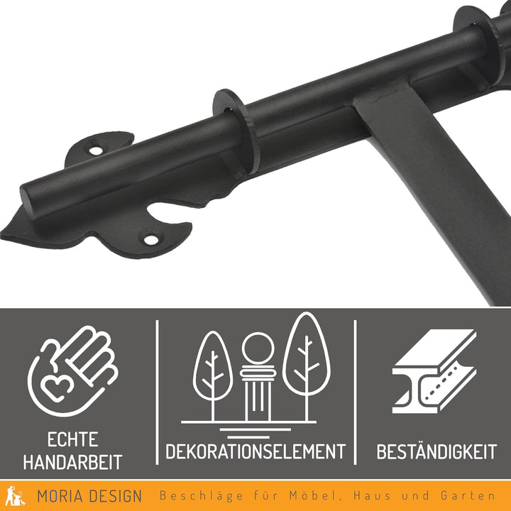 MORIA DESIGN Türverriegelung mit Vorhängeschloss 40 cm | Zertifizierter Stahl Bolzenriegel | Riegels