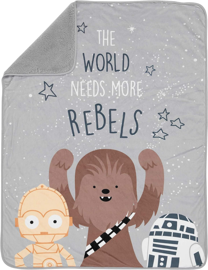 Lambs & Ivy Star Wars Rebels R2D2/C-3PO/Chewbacca weiche Sherpa Babydecke