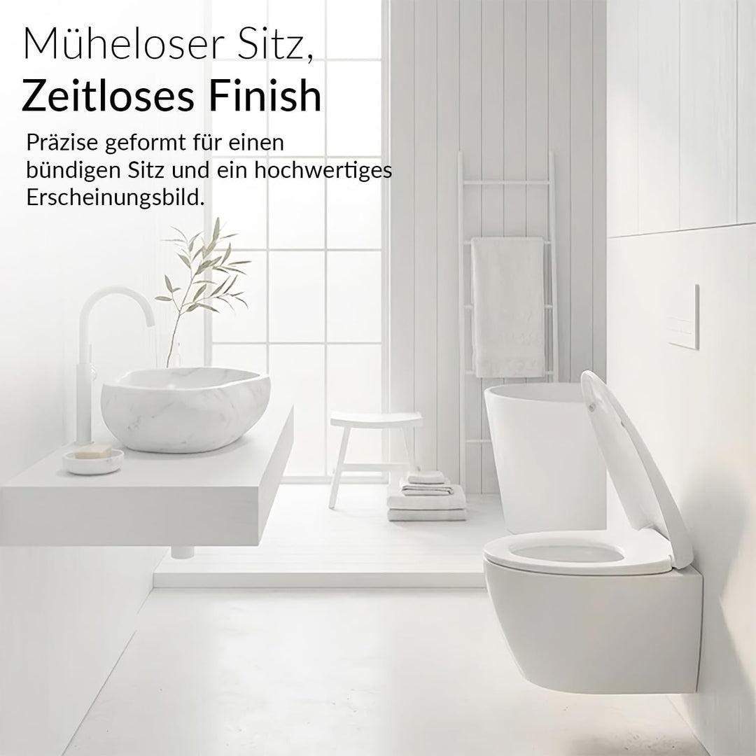 WC Sitz mit Absenkautomatik Rund Weiss – Toilettendeckel O-Form bis 200 kg – Klodeckel Softclose mit