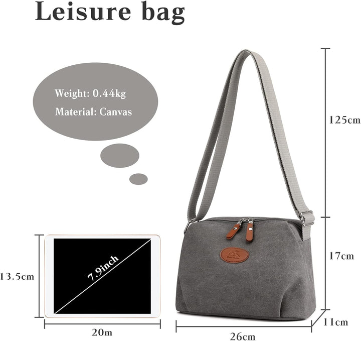 PORRASSO Damen Umhängetasche Casual Schultertasche Canvas Handtasche Frauen Crossbody Bag für Reisen