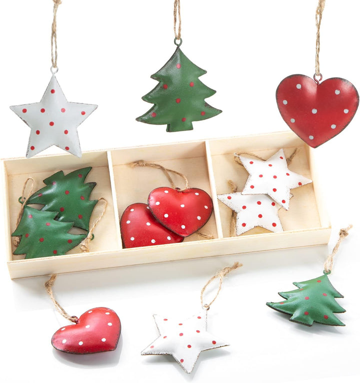 Logbuch-Verlag 12 kleine Weihnachtsanhänger rot weiss grün - Weihnachtsdeko zum Aufhängen 5 cm Baums