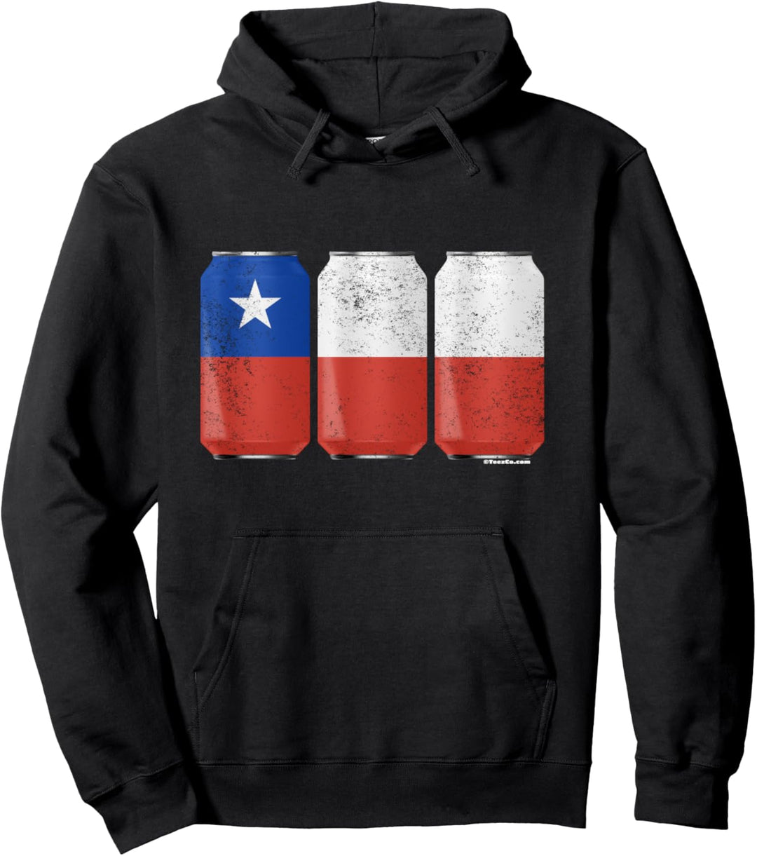 Cool Graphic Beer Cans Chile Flag Pullover Hoodie