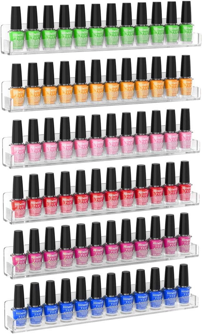 HIIMIEI Nagellack Regal 6 Pcs, Nagellack Organizer Wand, Acryl Nagellack Aufbewahrung Regal bis zu 9