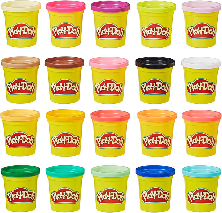 Play-Doh Super Colour Set mit 20 Dosen Modelliermasse (insgesamt 1,6 kg), Bastelset zum gemeinsamen