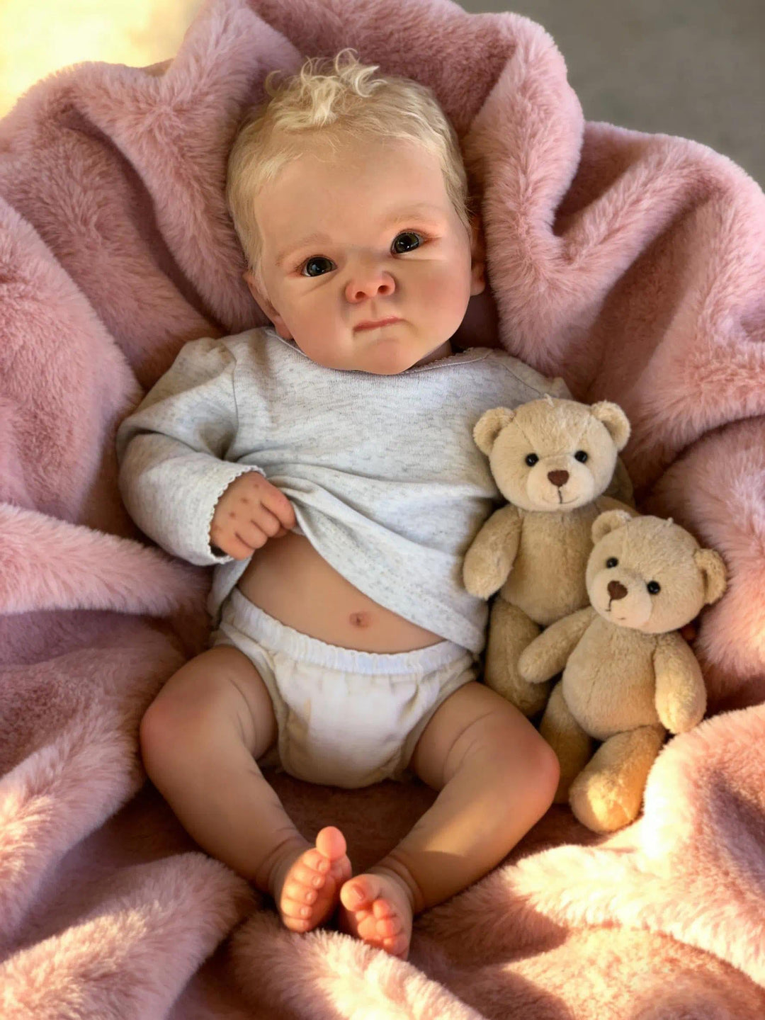 Zero pam Reborn Baby Vollsilikon Lebensecht Jungen Offene Augen, 45 cm Silikon Babys Weichkörper, Le