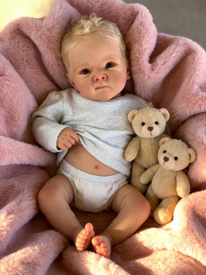 Zero pam Reborn Baby Vollsilikon Lebensecht Jungen Offene Augen, 45 cm Silikon Babys Weichkörper, Le