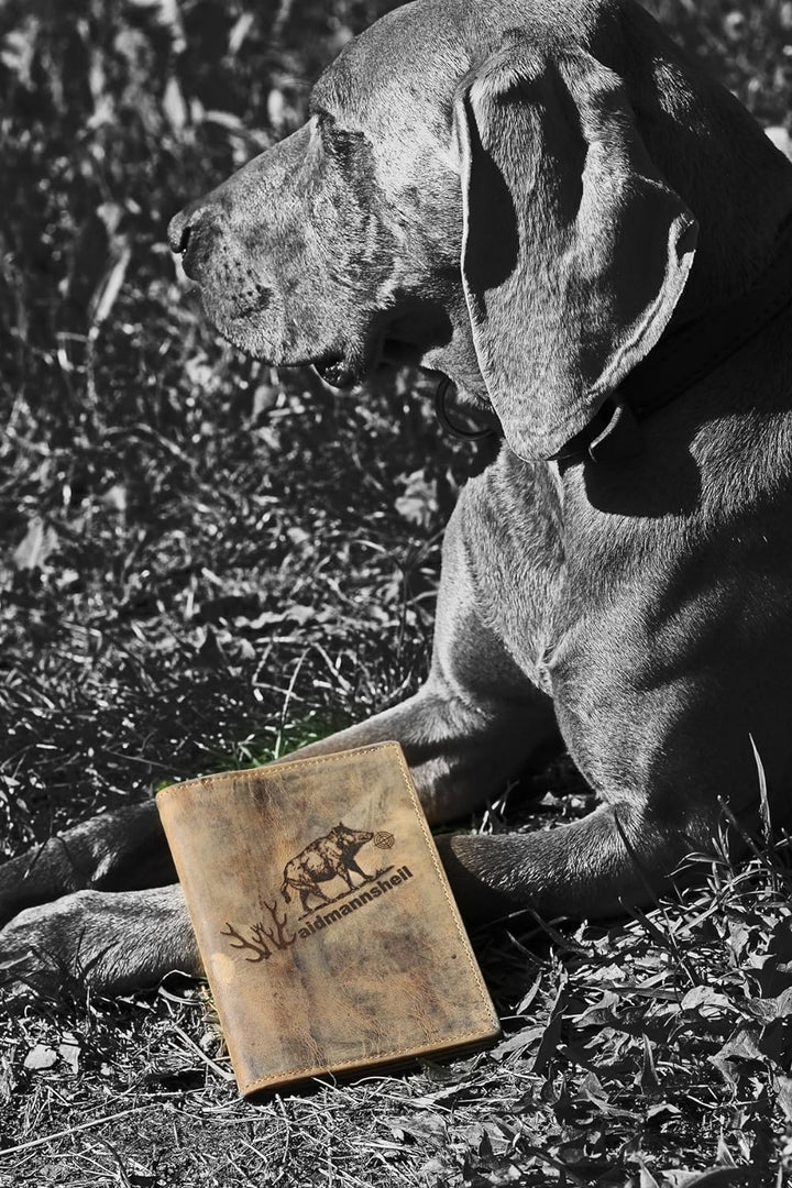 Greenburry Vintage Ausweismappe-Leder I Jagdschein-Etui mit Waidmannsheil Motiv für Jäger - 16,5x1,5