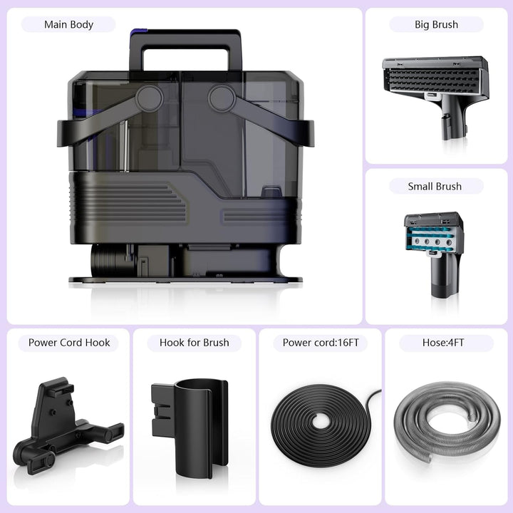 Tragbare Teppich reinigungs maschine, 20Kpa leistungsstarke Absaugung Spot Cleaner Maschine, Polster