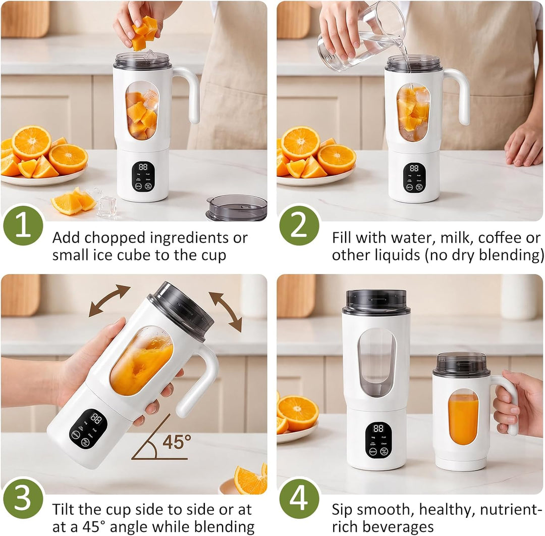 MeYuxg Tragbarer Mixer 550ml, Standmixer Klein mit Griff, Smoothie Maker, USB Wiederaufladbar Portab