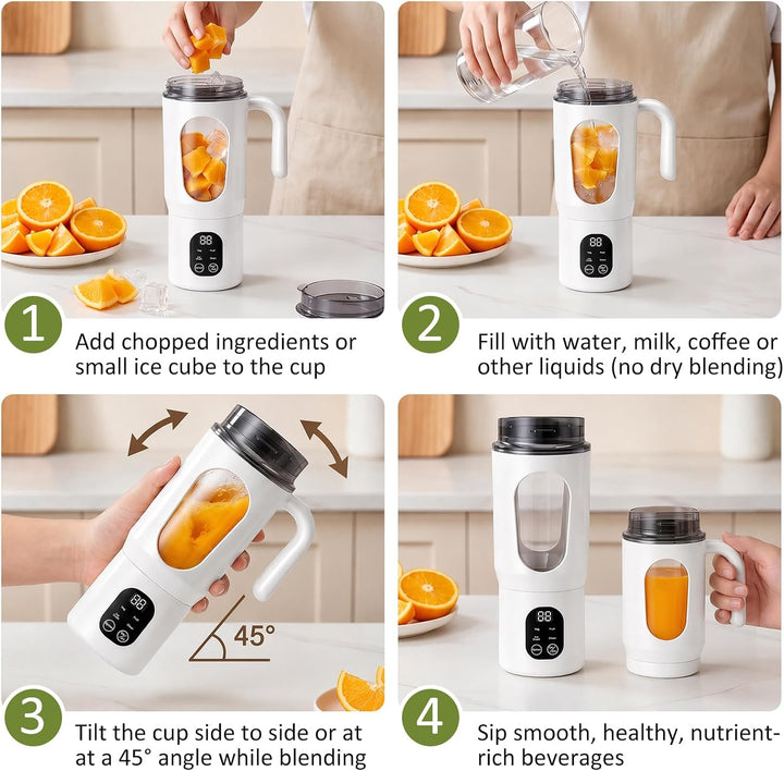 MeYuxg Tragbarer Mixer 550ml, Standmixer Klein mit Griff, Smoothie Maker, USB Wiederaufladbar Portab