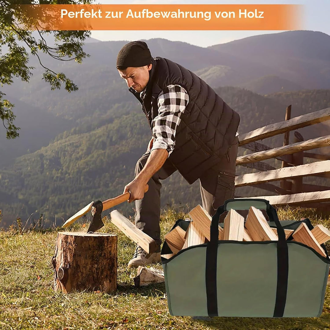 Brennholz Tragetasche gross Kaminholz Tasche Holzkorb – Aus reissfestem, wasserdichtem Oxford, ideal