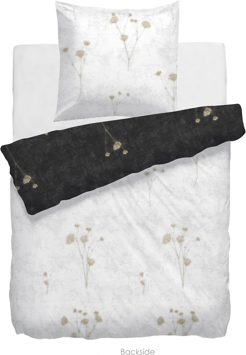 HNL Living Rocca Bettwäsche mit Velvet Touch 135x200 + 1x 80x80 weiss schwarz