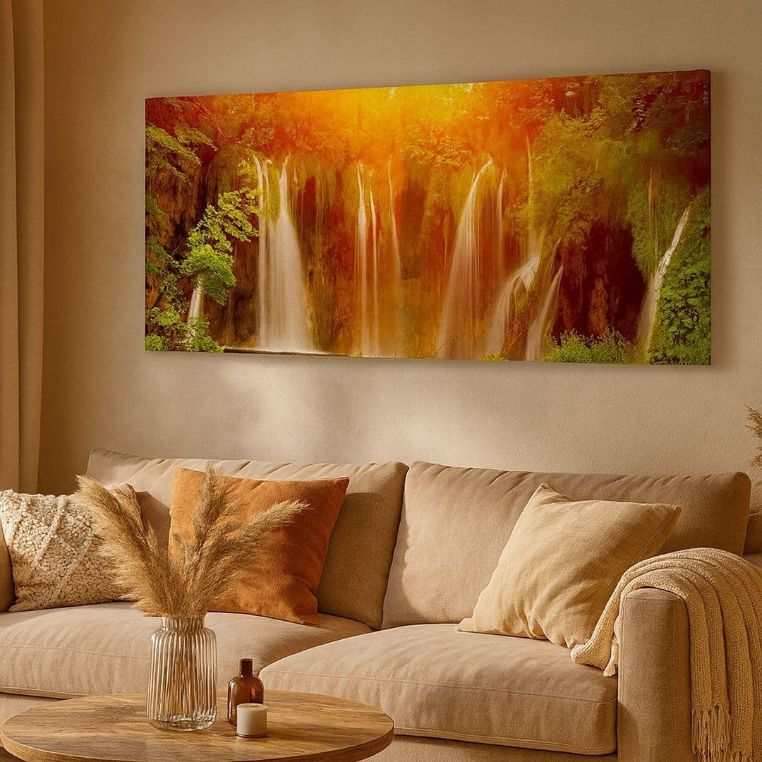 Wandbilder Dekoration Wohnzimmer Kroatien nationalpark wasserfall Panorama Bilder auf Leinwand 120x5