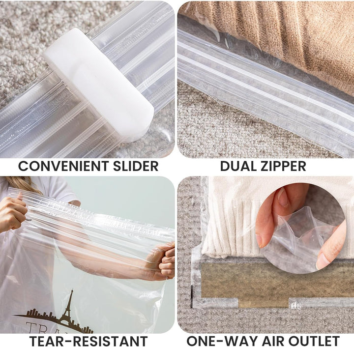 TAILI Vakuumbeutel Set Reise 10 Stück 40 x 60 CM Travel Vakuumbeutel für Kleidung zum Rollen Vakuum