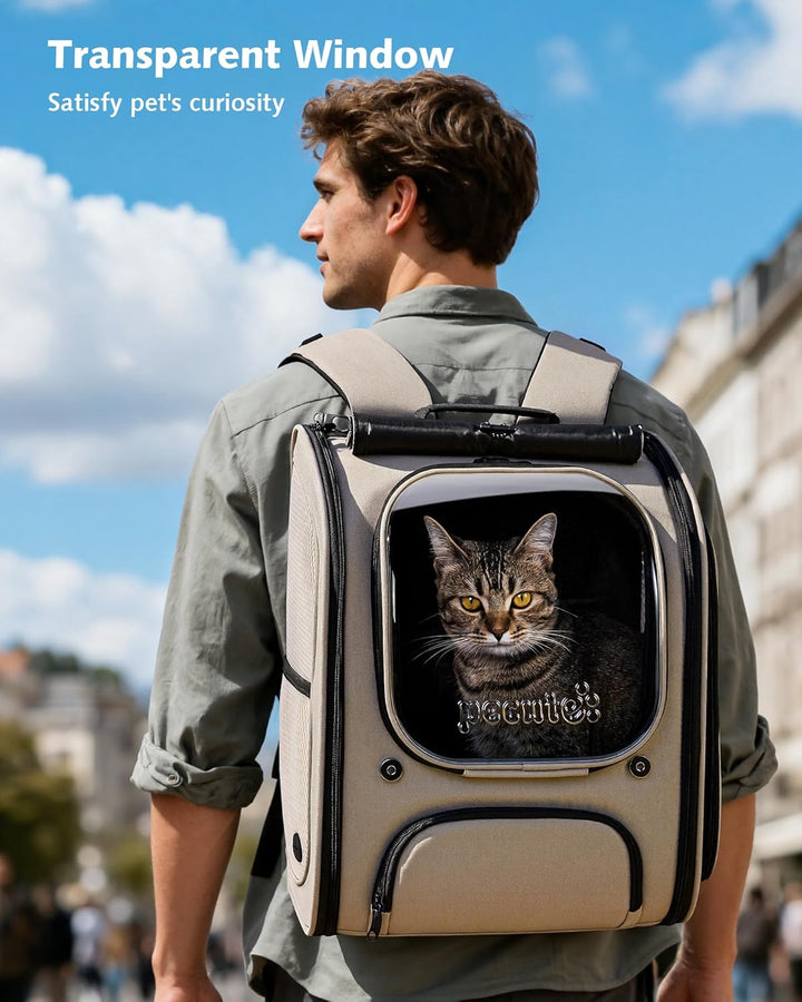pecute Katzenrucksack Erweiterbar Bubble Haustier Rucksack mit Netzfenster, Tragbare und Faltbare Ka