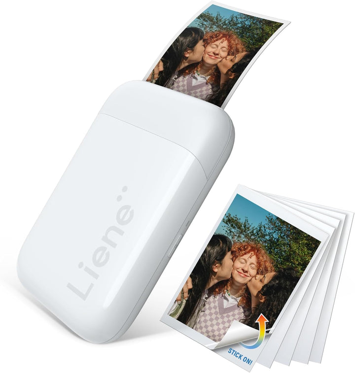 Liene 2x3'' Mini Fotodrucker Smartphone, Mini Tragbarer Sofortbilddrucker mit 5 Zink Klebepapier, Bl