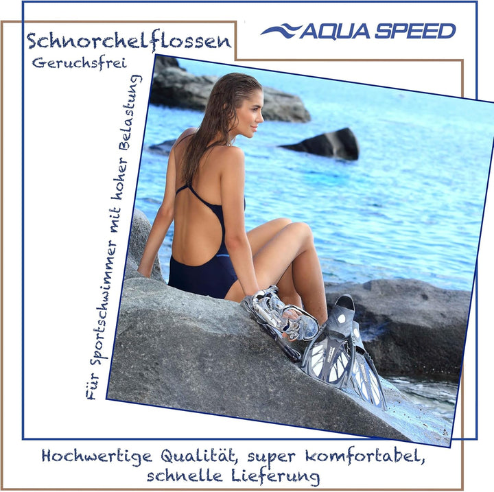 Aqua Speed Schnorchelflossen lang Erwachsene I Taucherflossen für Damen & Herren I Flossen Schnorche