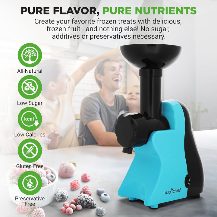Nutrichef NCIM30 Electric Maker Fruit Sorbet Machine Makes Healthy Vegan Ice Cream Desserts, Soft Se