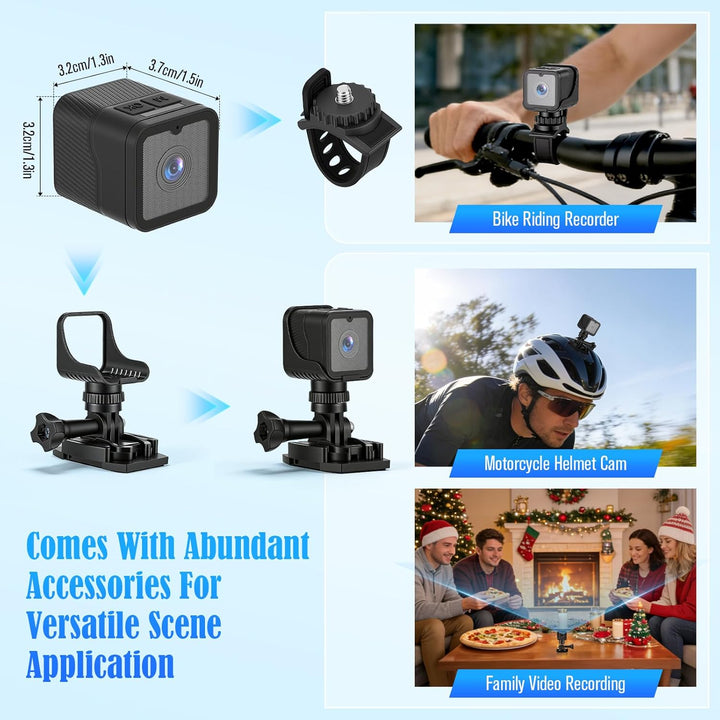Mini Action Cam,WiFi 1080P HD & 120° Wide Angle Helmet Camera, Verbesserte Version Dashcam Fahrrad M
