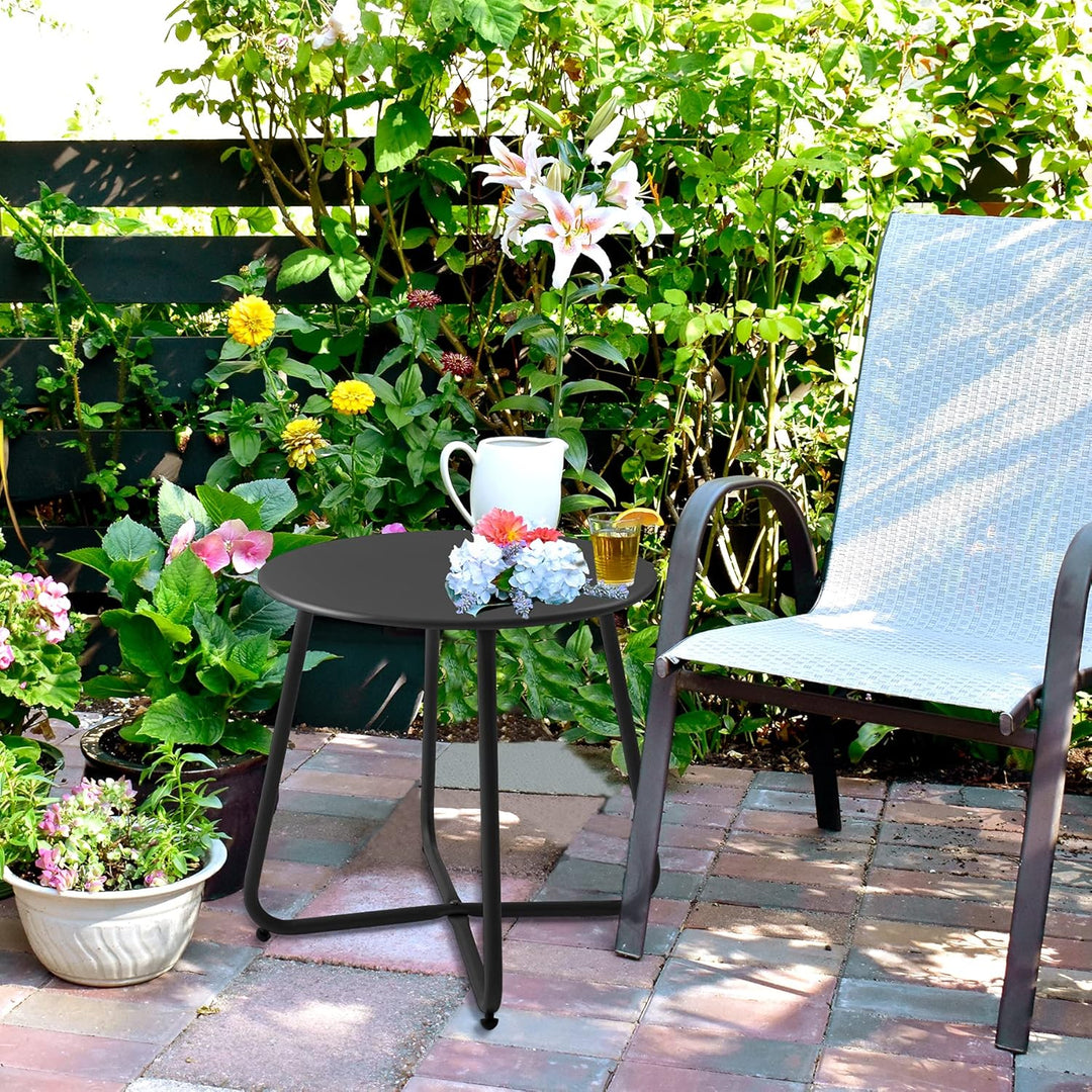 Beistelltisch, Kleiner Beistelltisch Metall, Garten Rund, Couchtish & Kaffeetisch mit Verstellbarer