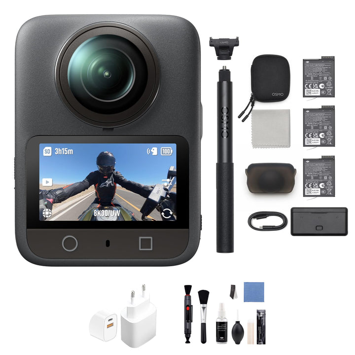 DJI Osmo 360 Adventure Combo mit Zubehör, 360 Kamera 1-Zoll-Sensor für 360° Aufnahmen, Action-Cam mi